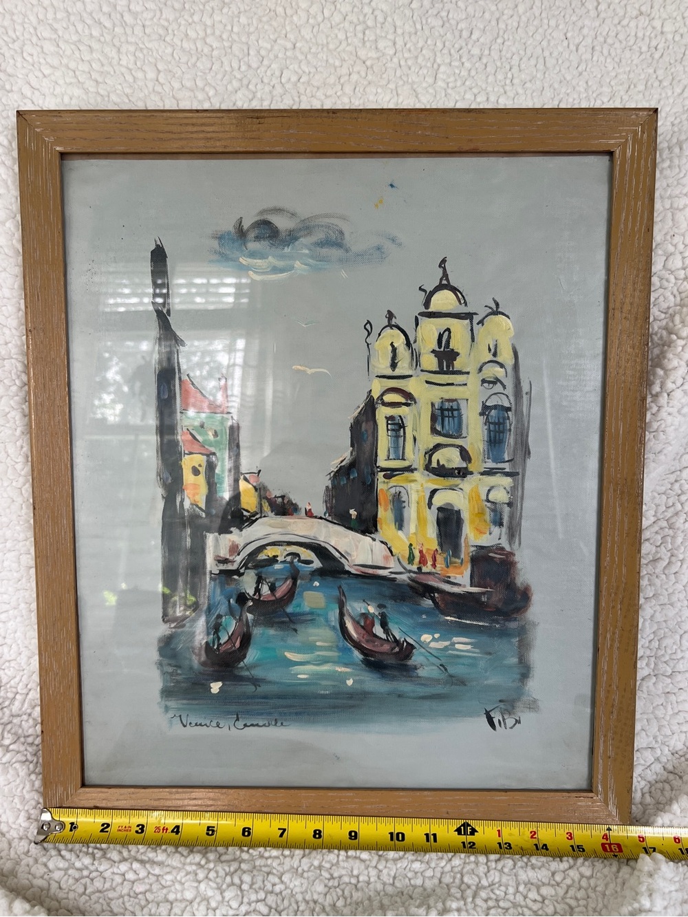 Beautiful Venice, Framed Oil Painting,  Signed, Vintage, 16”x 20” - Picture 11 of 12